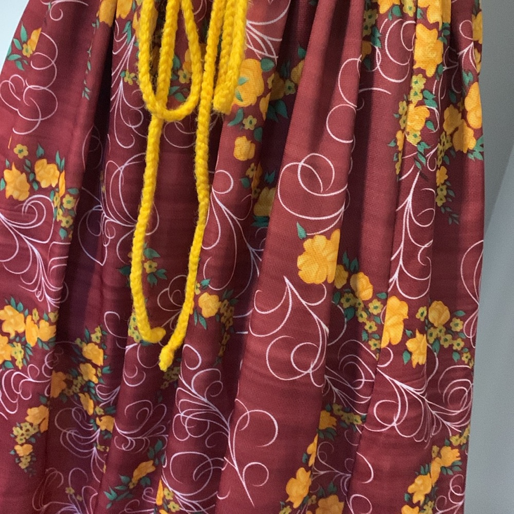 Vintage Handmade Crochet Top Printed Maxi Dress with Shawl Size S - Picture 4 of 10